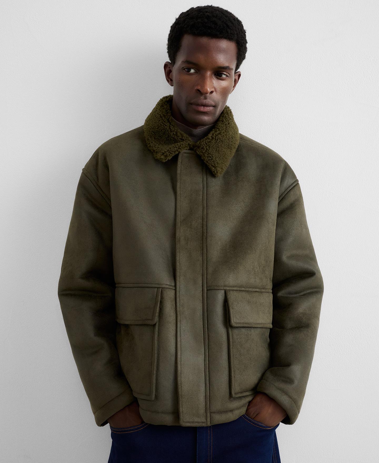 Imagen 0 de Chaqueta aviador de hombre doble faz con cuello de borreguillo Verde Oliva