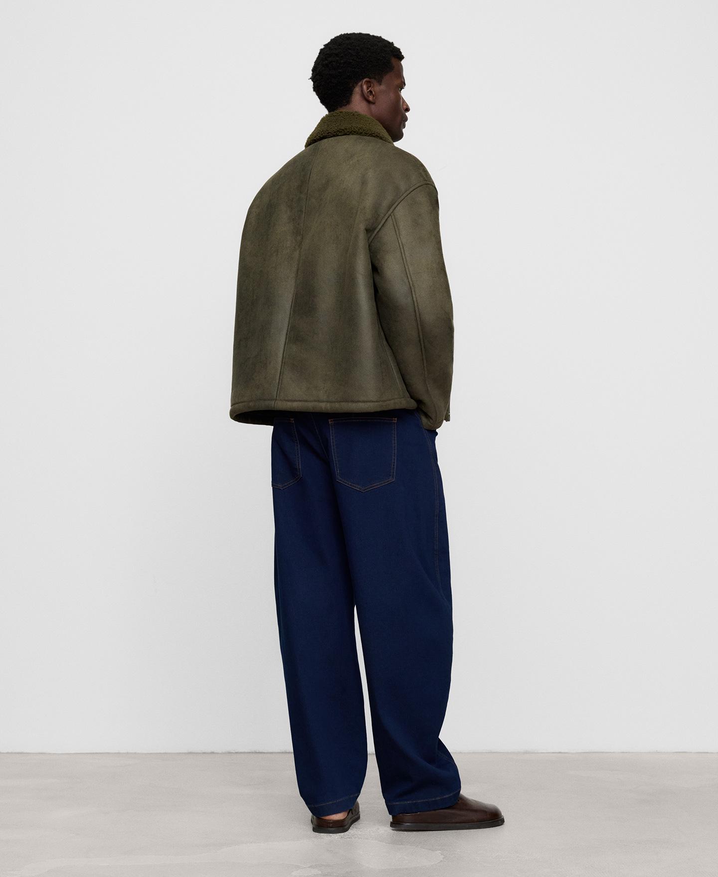 Chaqueta aviador de hombre doble faz con cuello de borreguillo - Adolfo Dominguez - Verde Oliva Verde Oliva-3