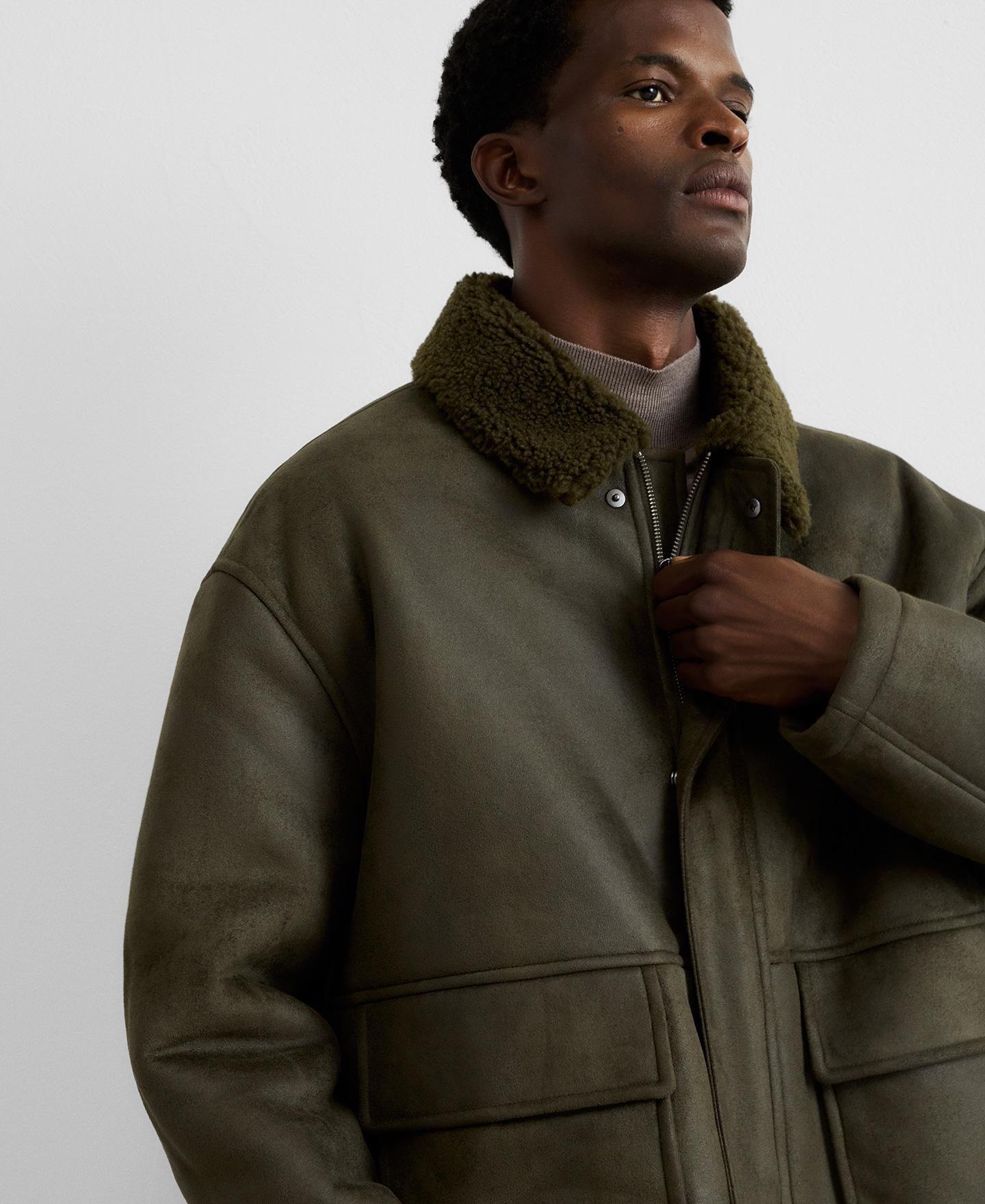 Chaqueta aviador de hombre doble faz con cuello de borreguillo - Adolfo Dominguez - Verde Oliva Verde Oliva-4