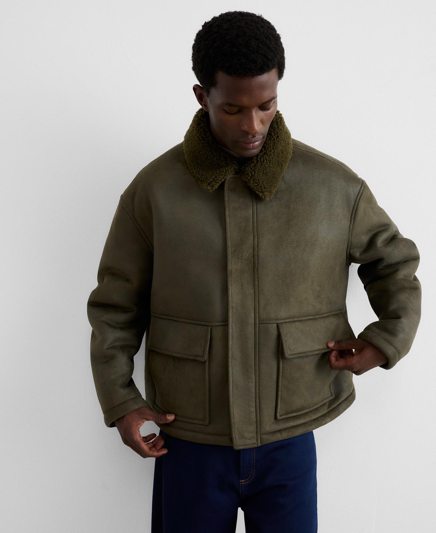 Chaqueta aviador de hombre doble faz con cuello de borreguillo - Adolfo Dominguez - Verde Oliva Verde Oliva-6