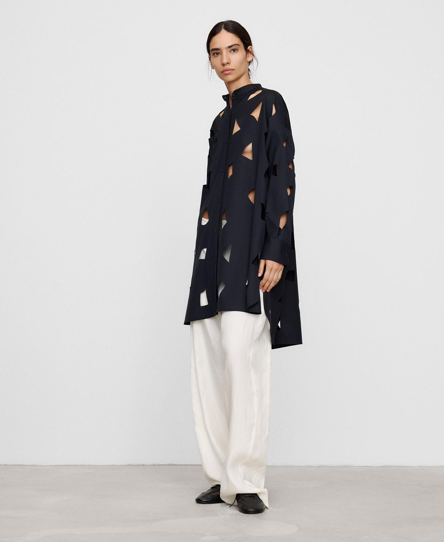 Imagen 2 de Camisa oversize de mujer con lana merino troquelada - Adolfo Dominguez - Azul marino Azul marino