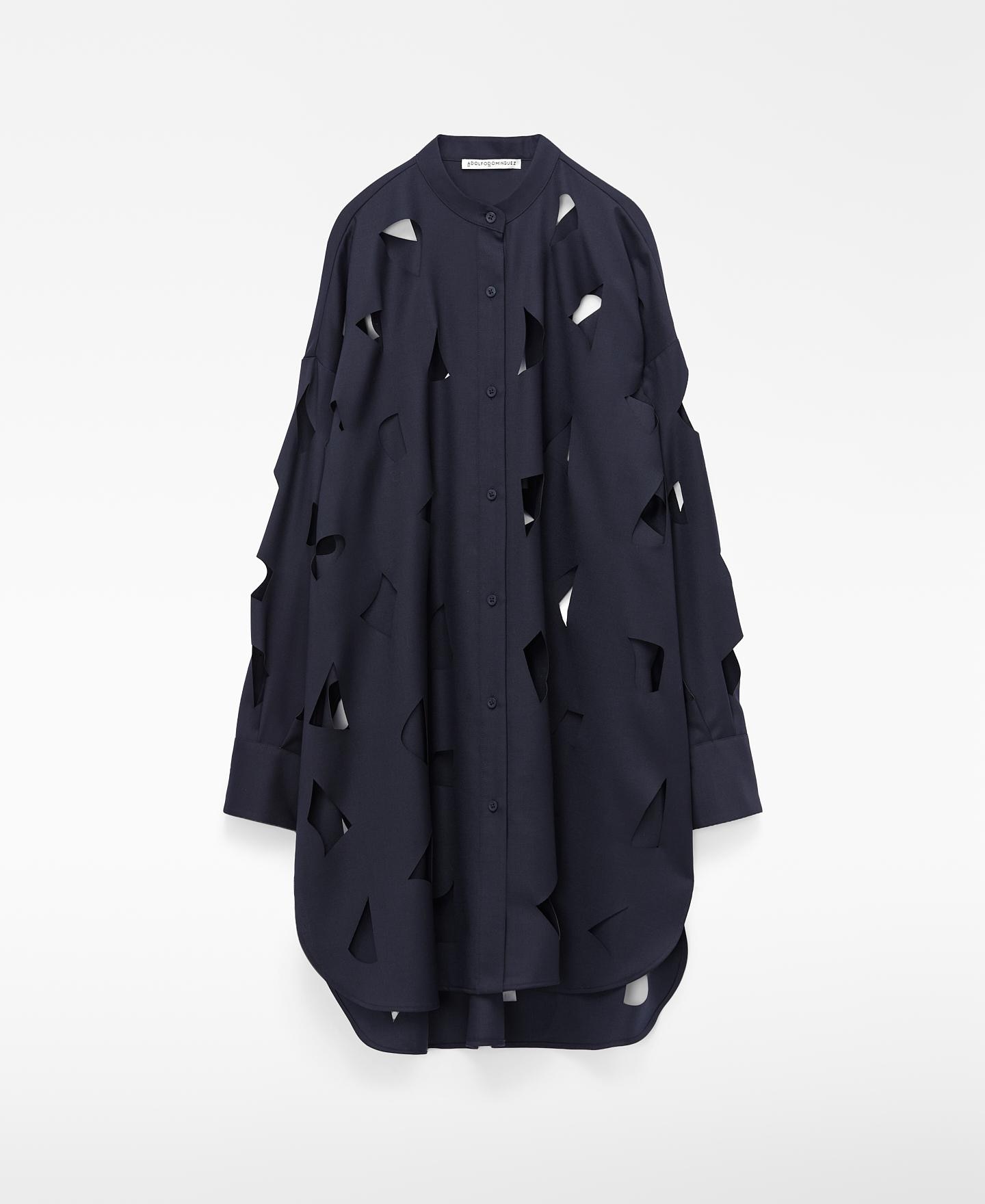 Imagen 6 de Camisa oversize de mujer con lana merino troquelada - Adolfo Dominguez - Azul marino Azul marino