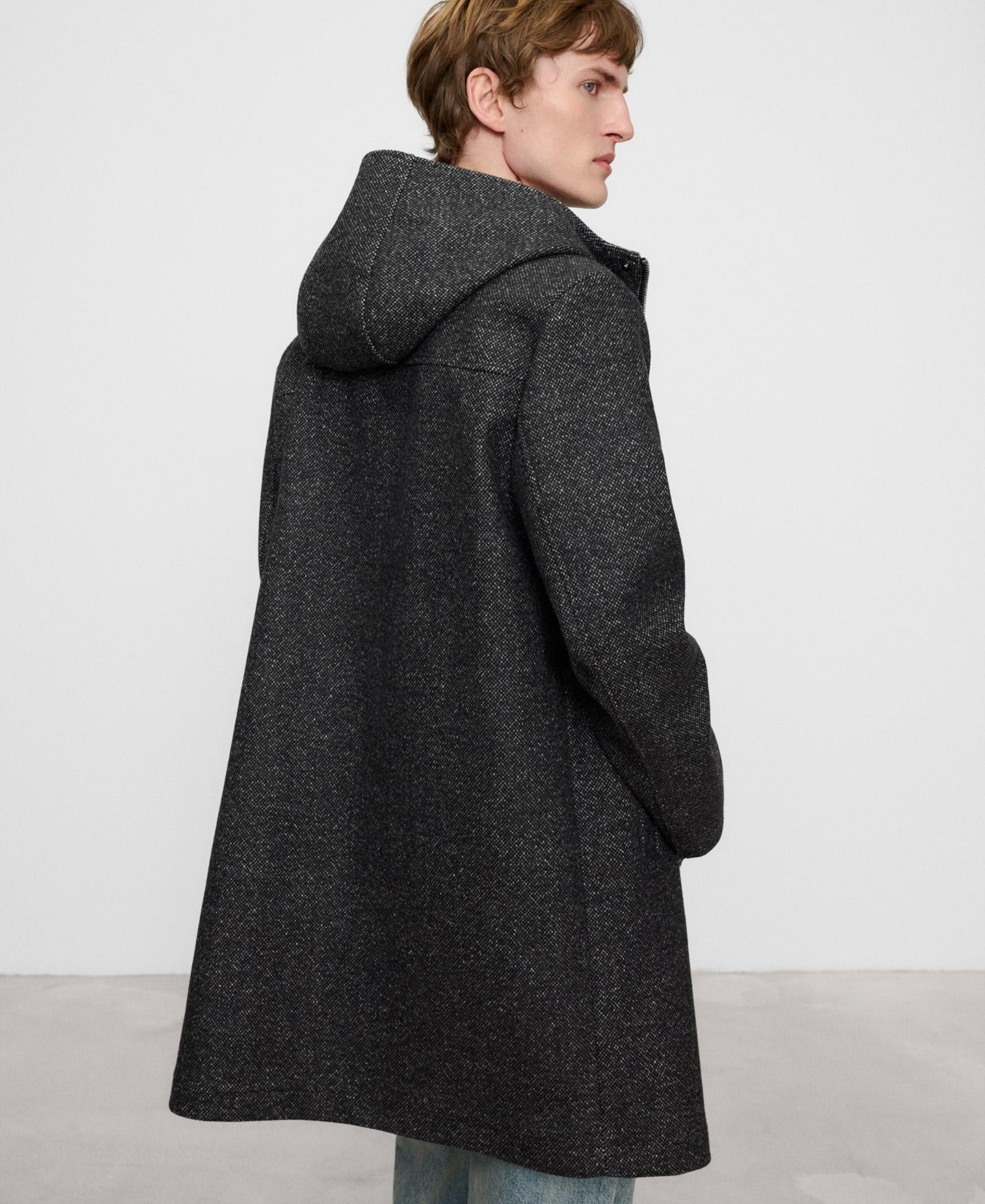 Parka de hombre con lana de tejido jaspeado y capucha - Adolfo Dominguez - Gris Gris-3