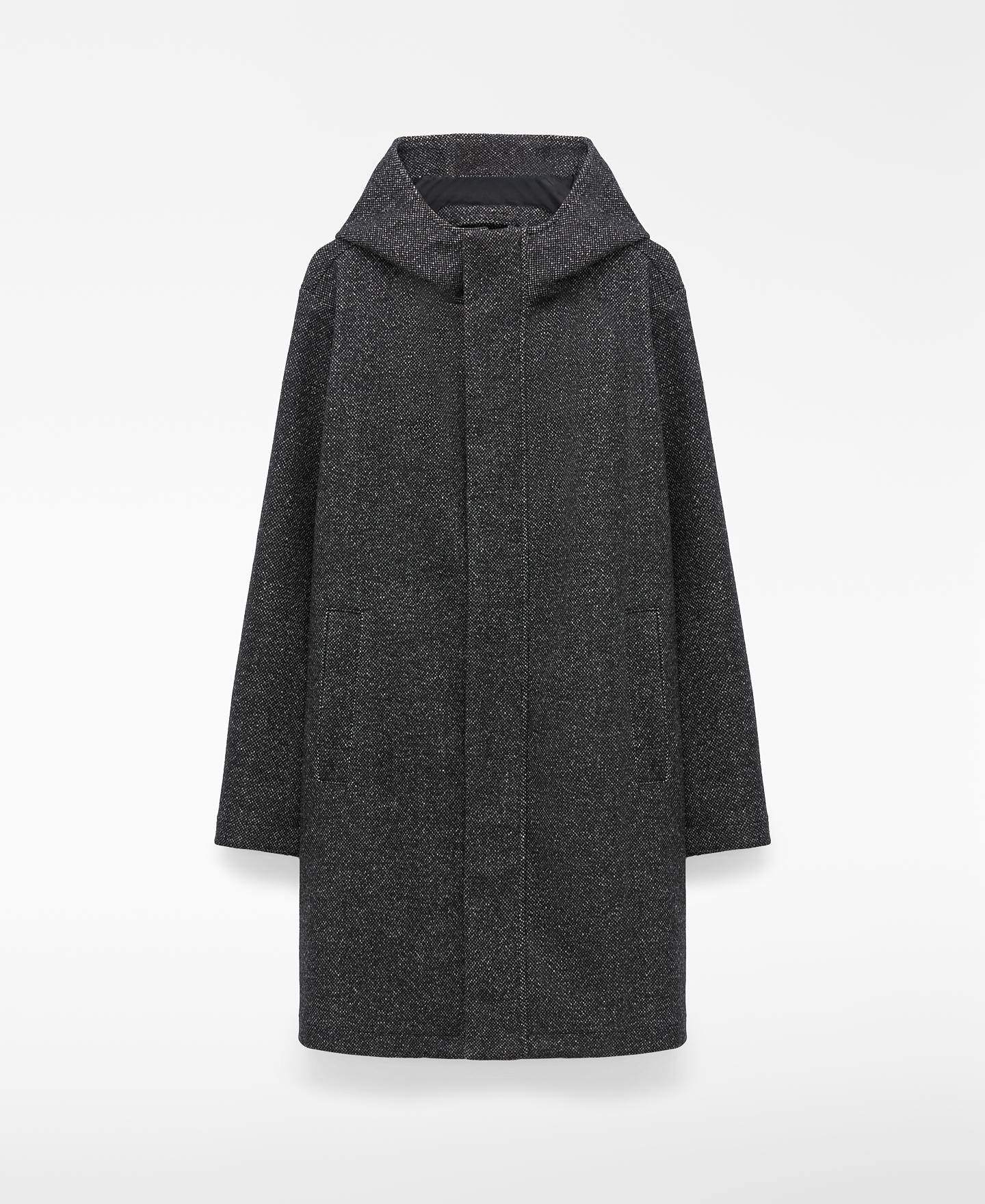 Parka de hombre con lana de tejido jaspeado y capucha - Adolfo Dominguez - Gris Gris-6