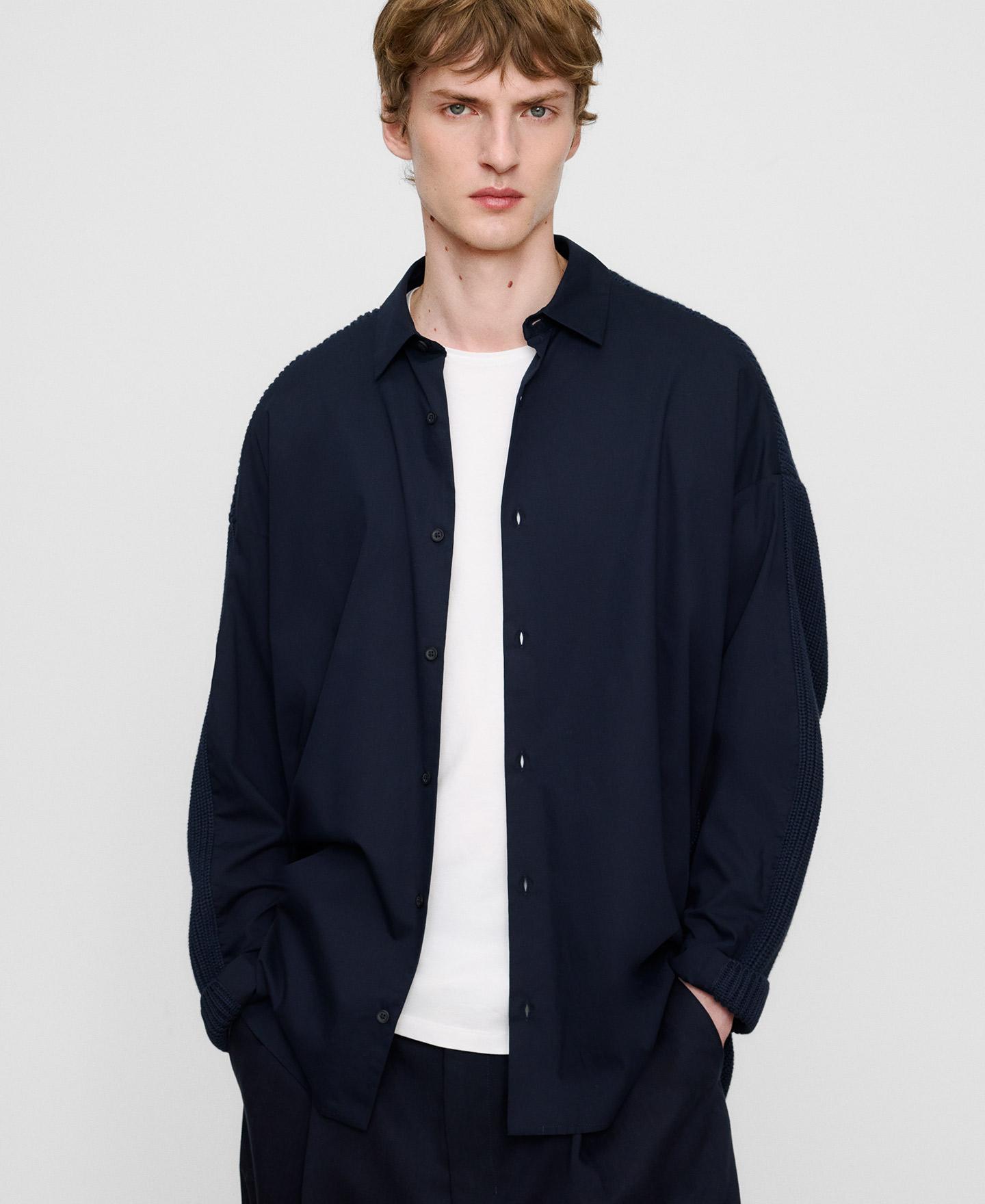 Imagen 0 de Camisa de hombre oversize combinada en algodón Azul oscuro