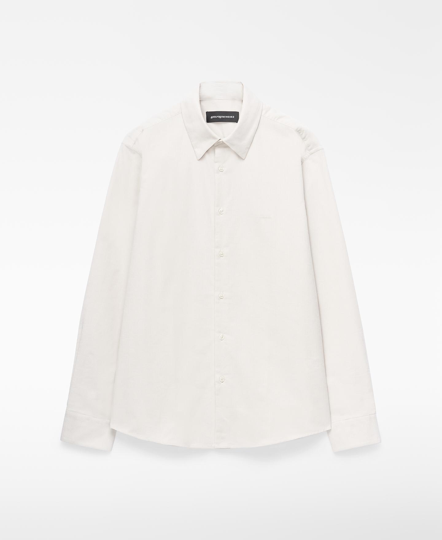 Imagen 1 de Camisa de algodón de hombre con cuello italiano - Adolfo Dominguez - Blanco Blanco