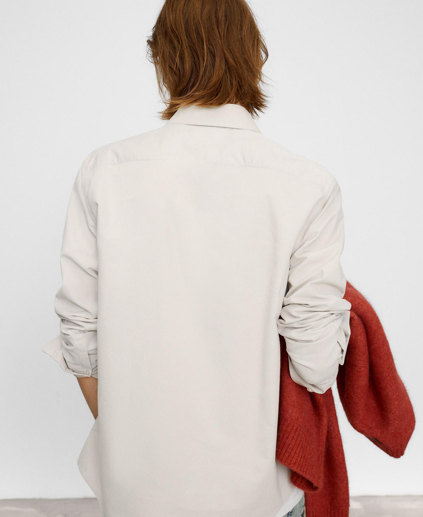 Imagen 2 de Camisa de algodón de hombre con cuello italiano - Adolfo Dominguez - Blanco Blanco