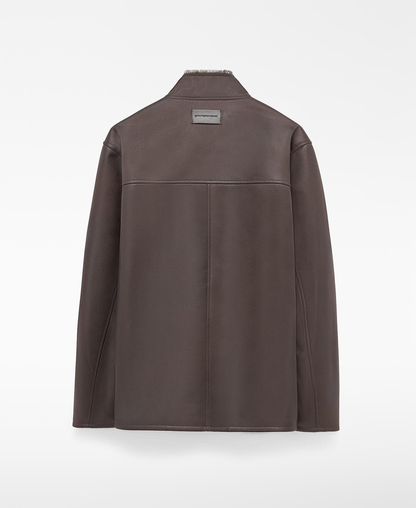 Chaqueta de hombre en piel no piel con cuello tira - Adolfo Dominguez - Marrón Marrón-5