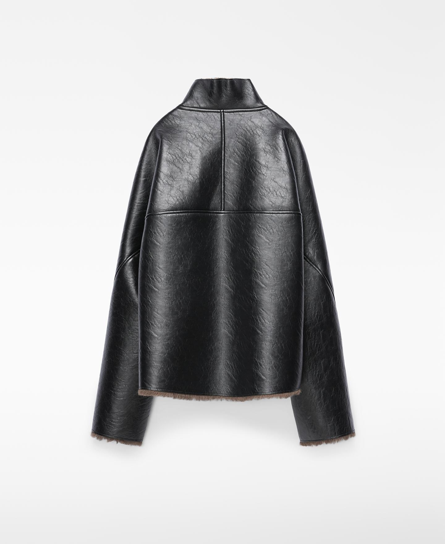 Imagen 5 de Chaqueta cruzada de mujer de doble faz en piel no piel - Adolfo Dominguez - Negro Negro
