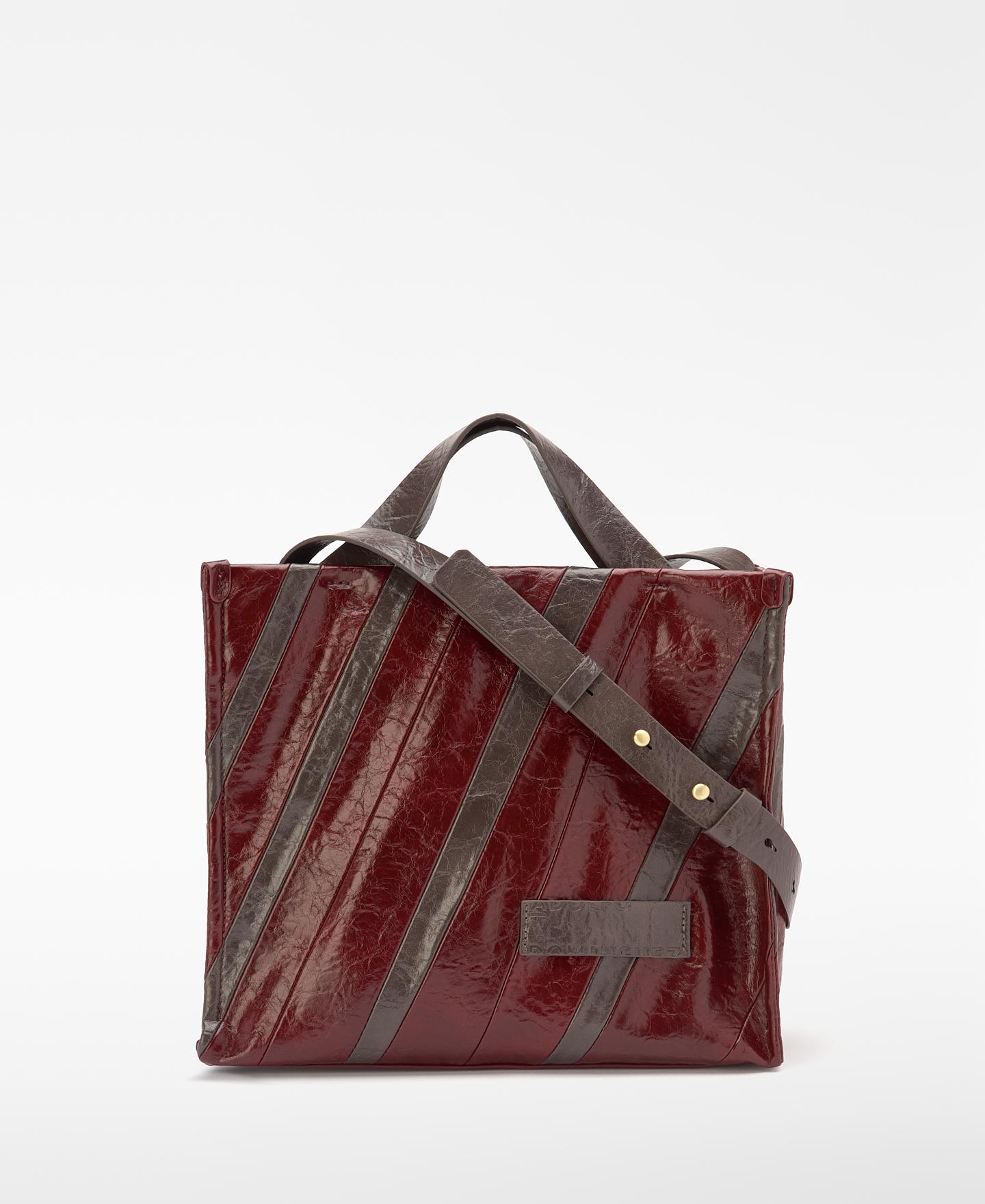 Bolso shopper mediano con patchwork - Adolfo Dominguez - Granate Granate-1
