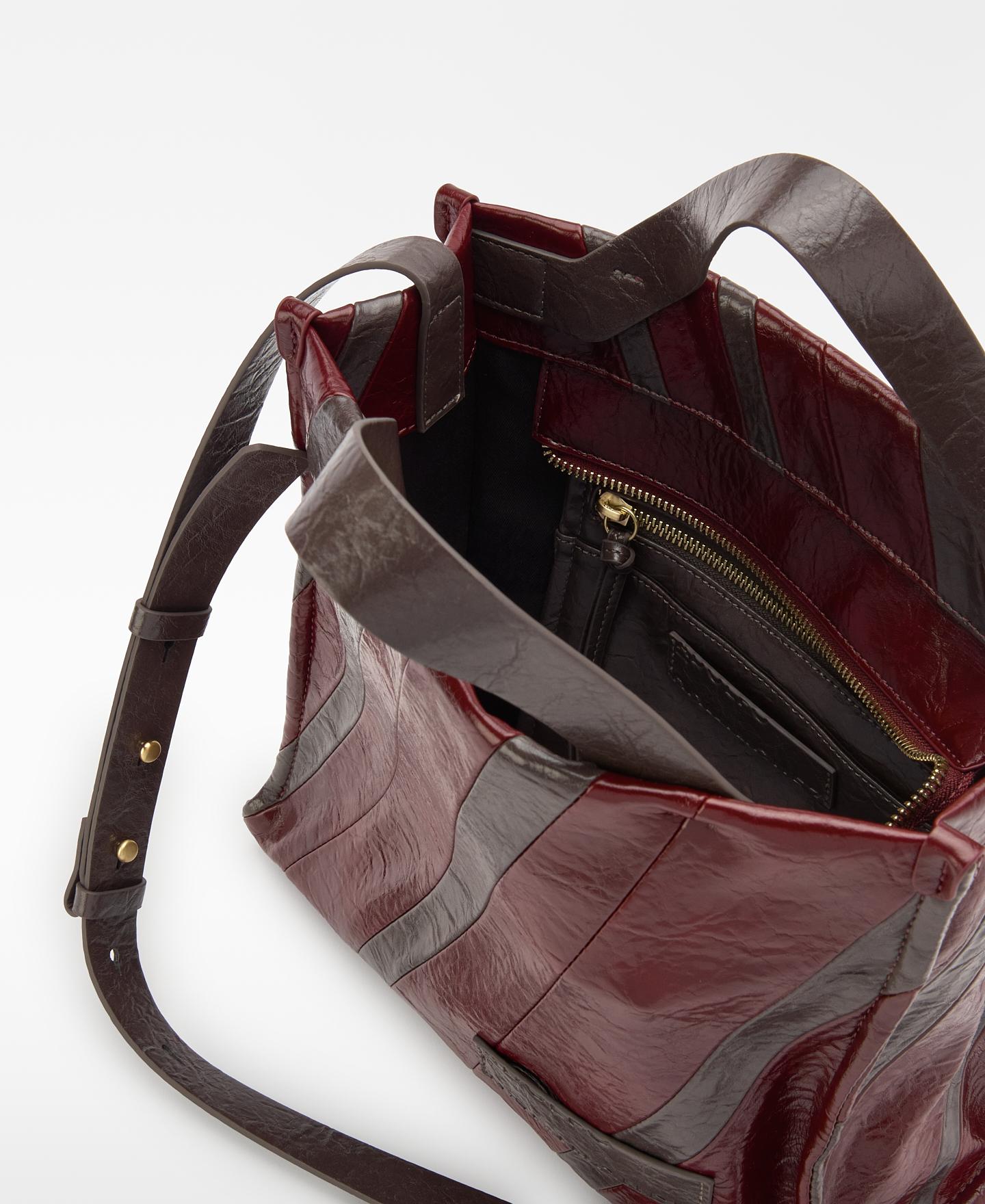 Bolso shopper mediano con patchwork - Adolfo Dominguez - Granate Granate-4