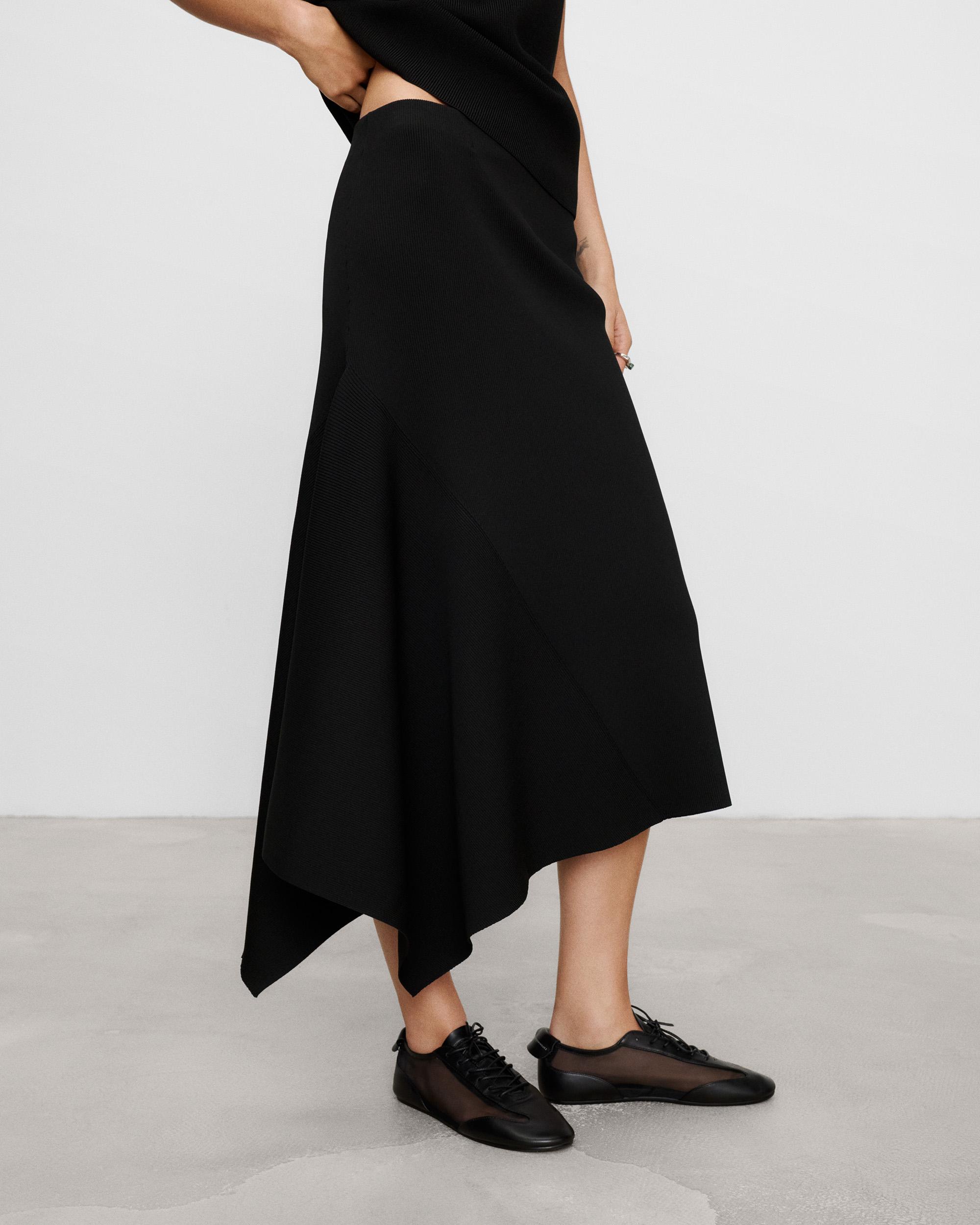 Falda midi asimétrica con godet lateral - Adolfo Dominguez - Negro Negro-1