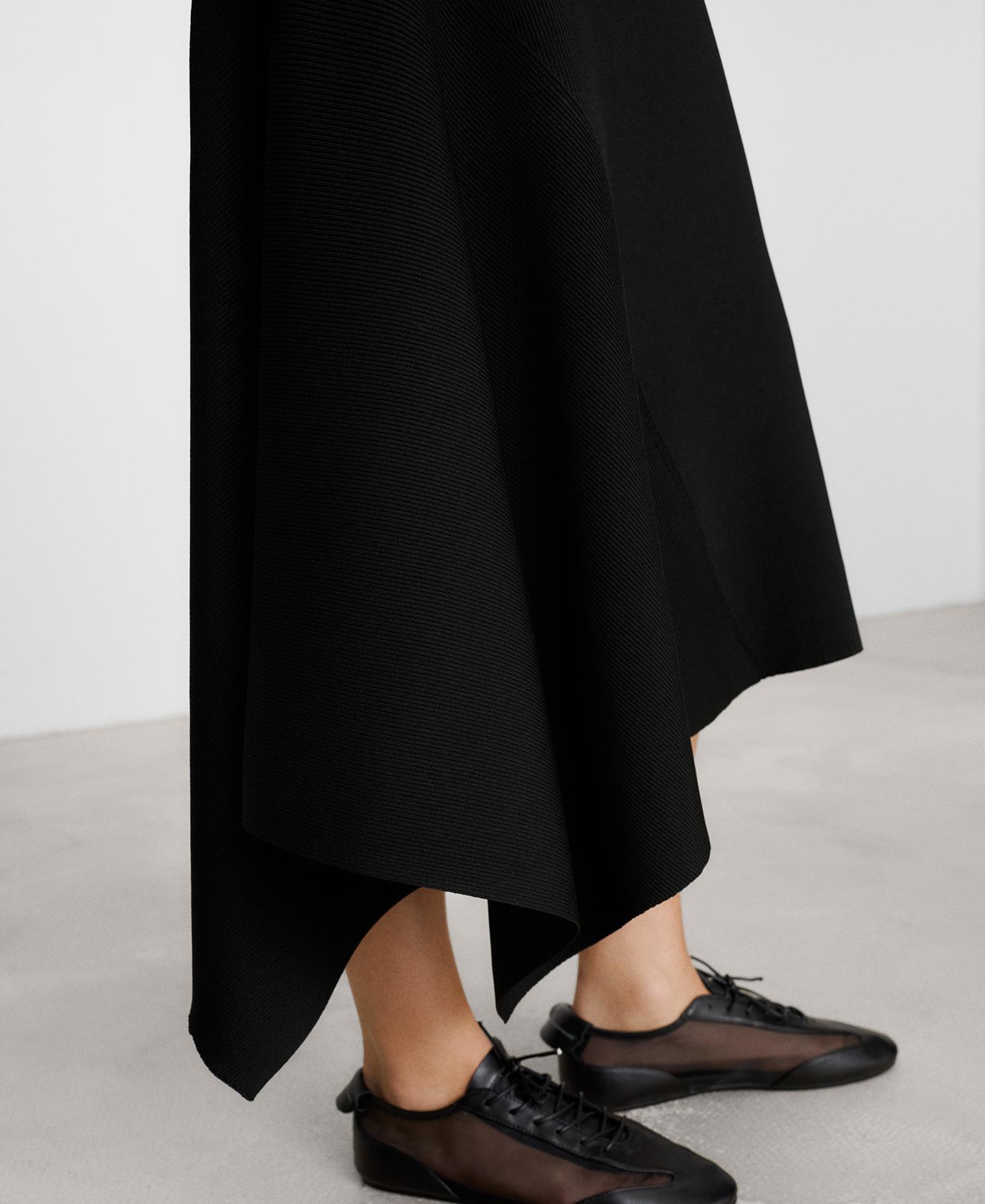 Falda midi asimétrica con godet lateral - Adolfo Dominguez - Negro Negro-4