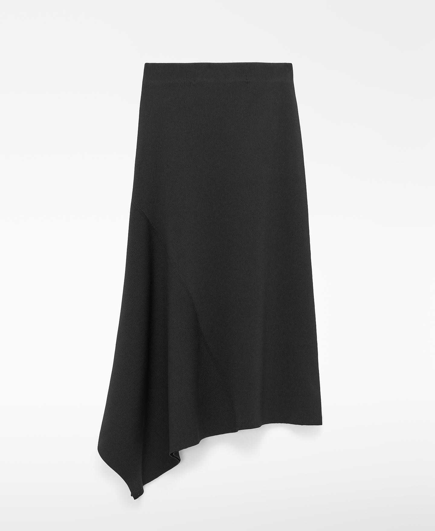Falda midi asimétrica con godet lateral - Adolfo Dominguez - Negro Negro-6