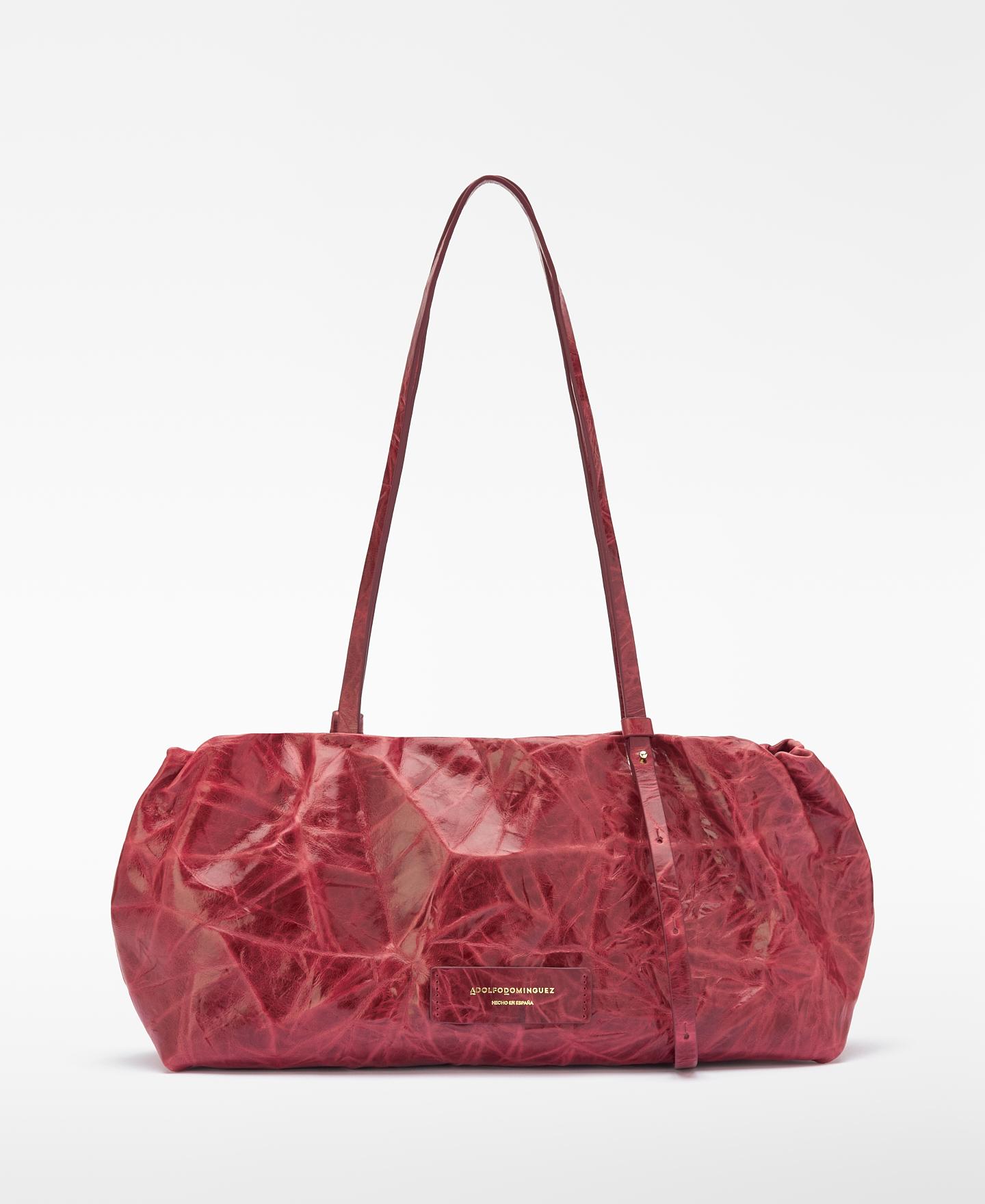 Maxi bolso de hombro doce en piel craquelada - Adolfo Dominguez - Rojo Rojo-1