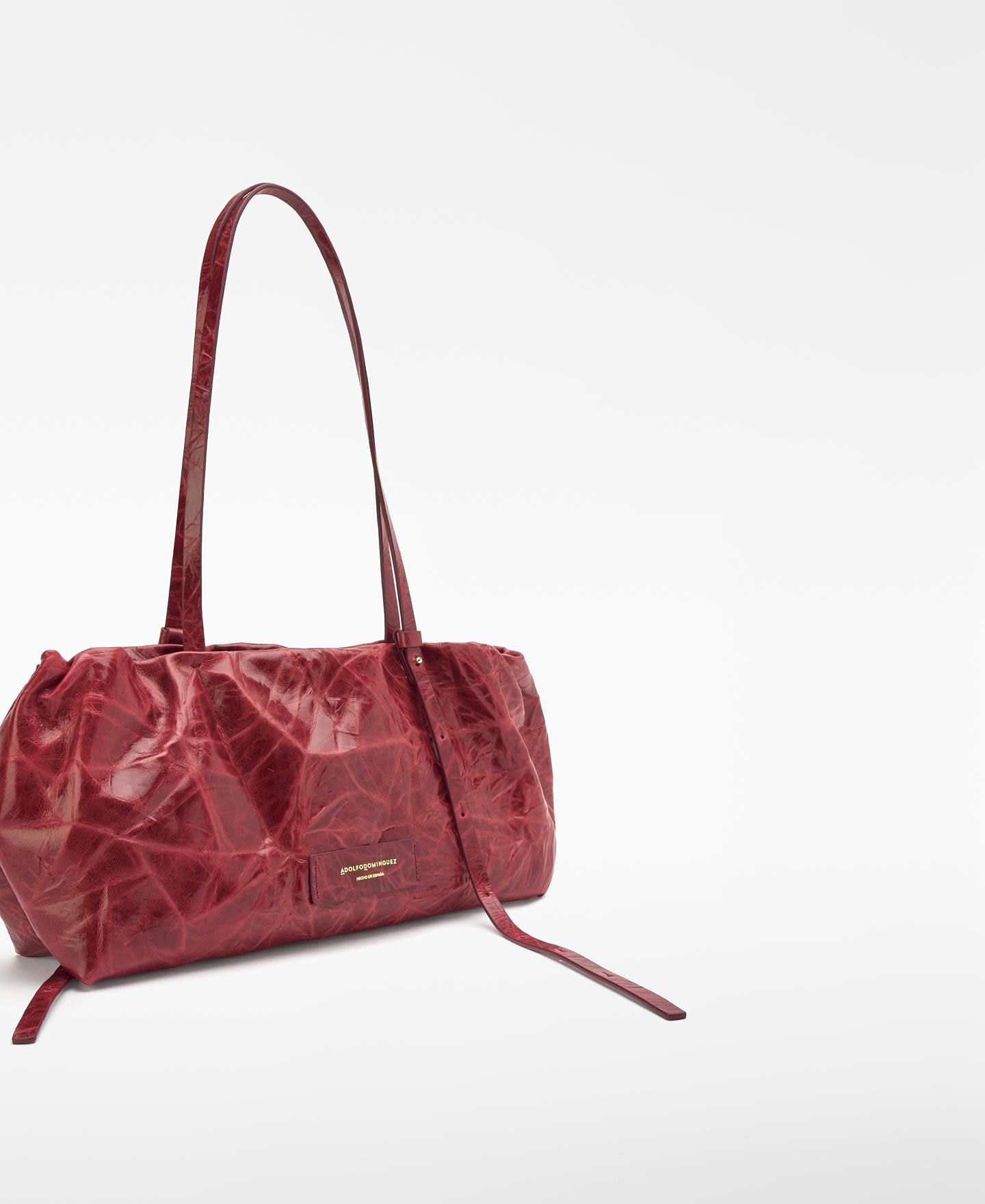 Maxi bolso de hombro doce en piel craquelada - Adolfo Dominguez - Rojo Rojo-2