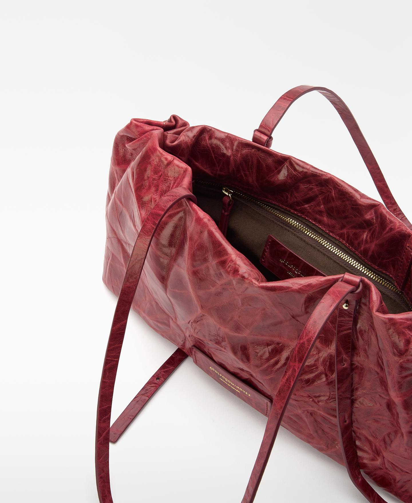 Maxi bolso de hombro doce en piel craquelada - Adolfo Dominguez - Rojo Rojo-4