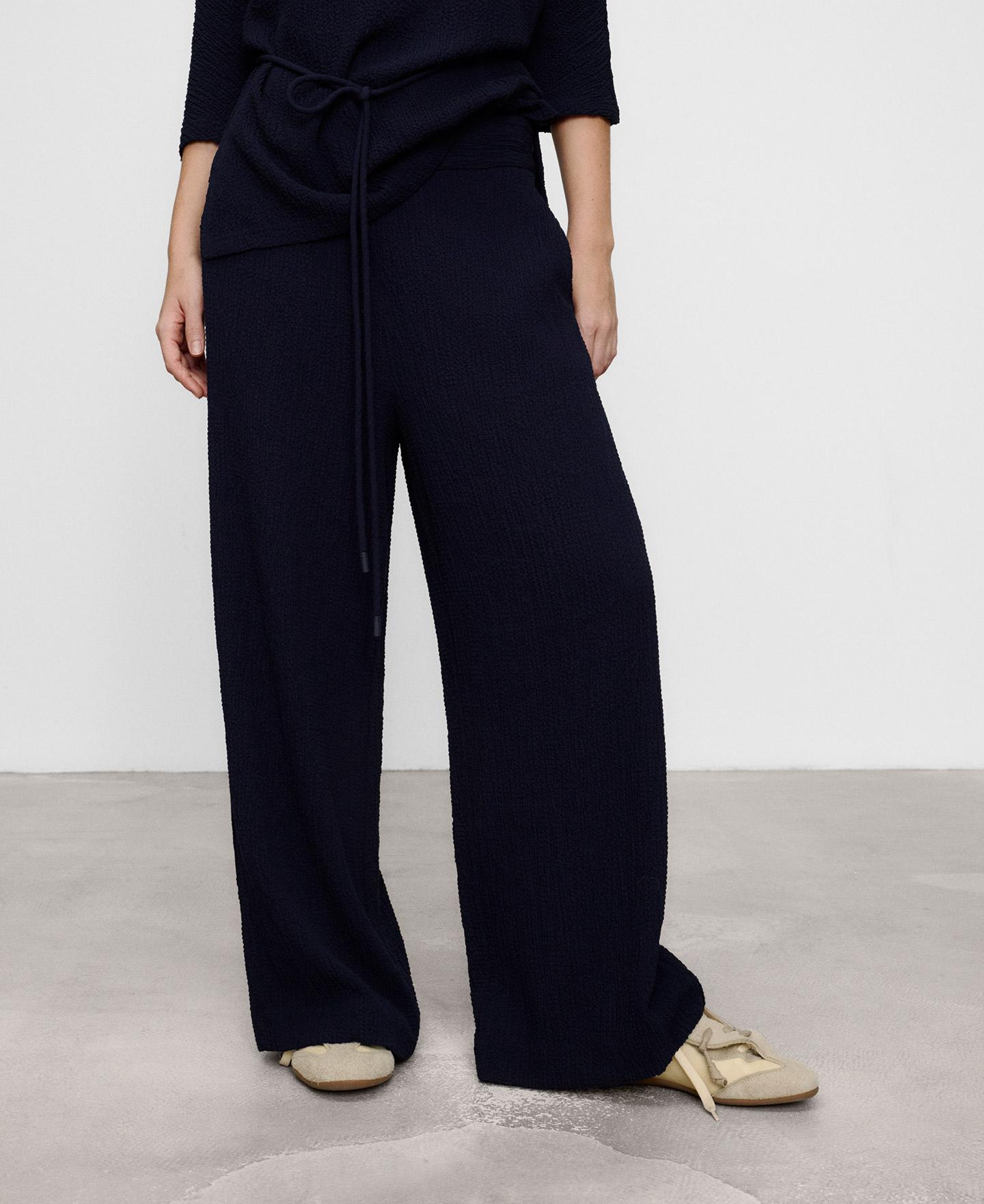 Imagen 1 de Pantalón recto de mujer bouclé Azul