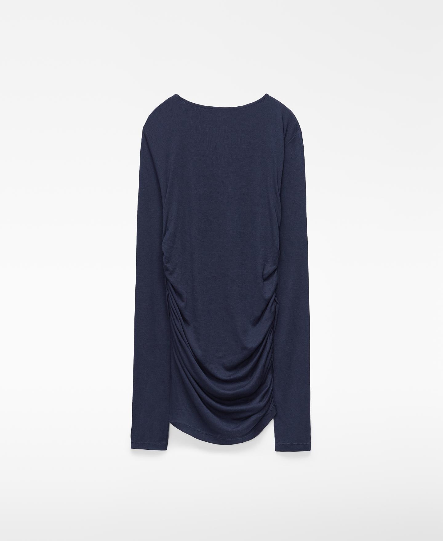 Camiseta fruncida de mujer manga larga - Adolfo Dominguez - Azul marino Azul marino-2
