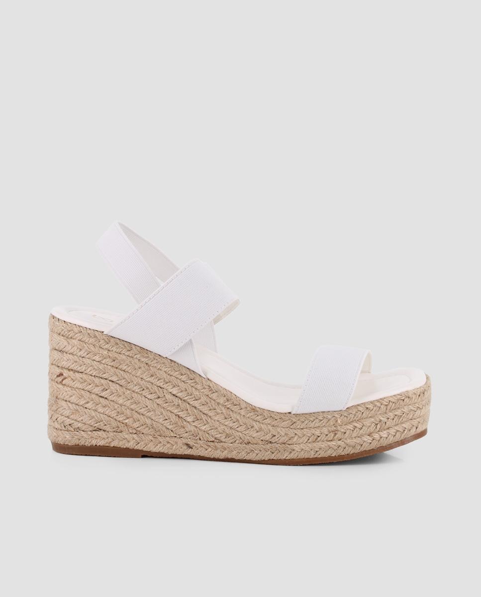Blogger - Sandalias de cuña de mujer con tiras y puntera cuadrada.