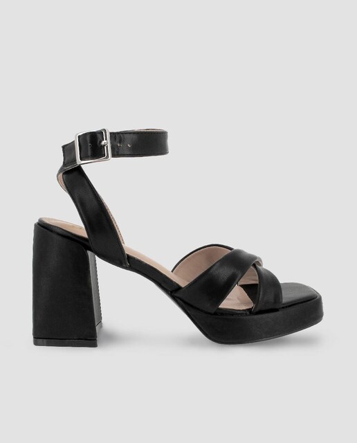 Imagen 0 de Sandalias de tacón de mujer con cierre de hebilla en negro