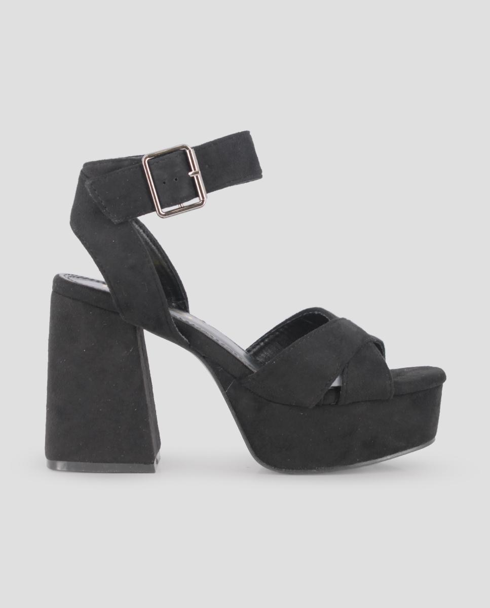 Blogger - Sandalias de tacón de mujer con doble tira y puntera cuadrada.