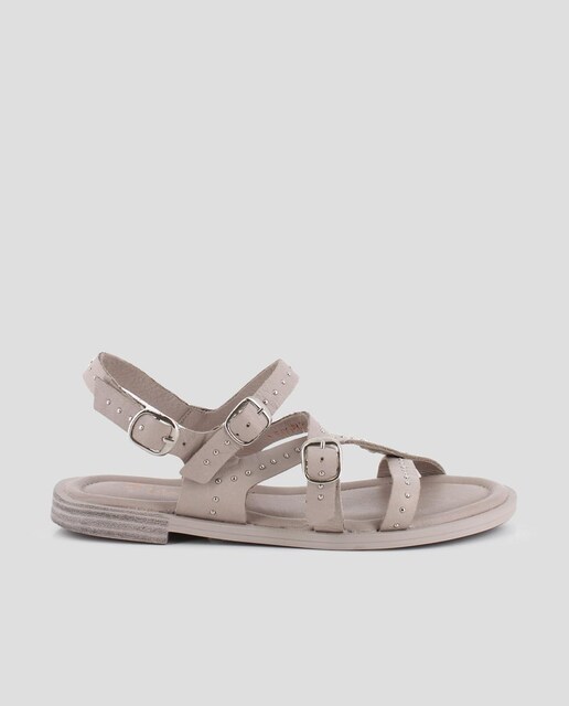Imagen 0 de Sandalias planas de mujer de piel en beige