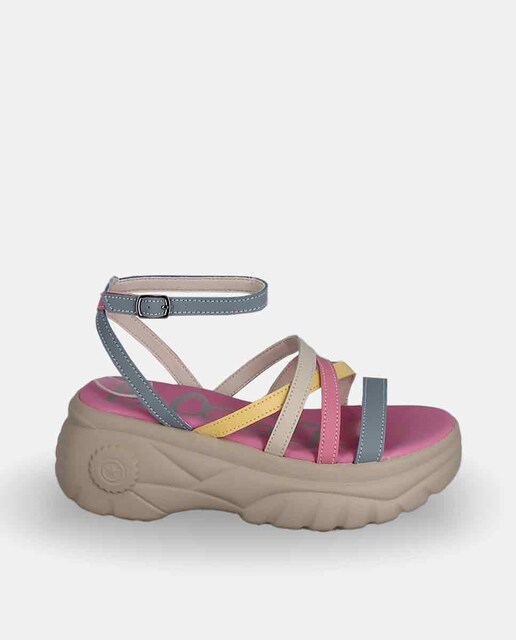 Imagen 0 de Sandalias de plataforma de mujer con tiras y puntera redonda