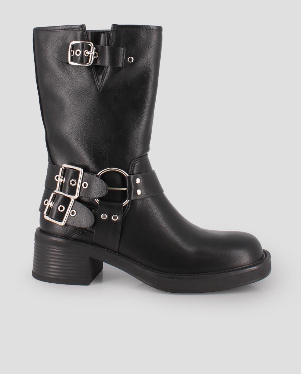 Blogger - Botines de mujer de caña media con detalle de hebillas.