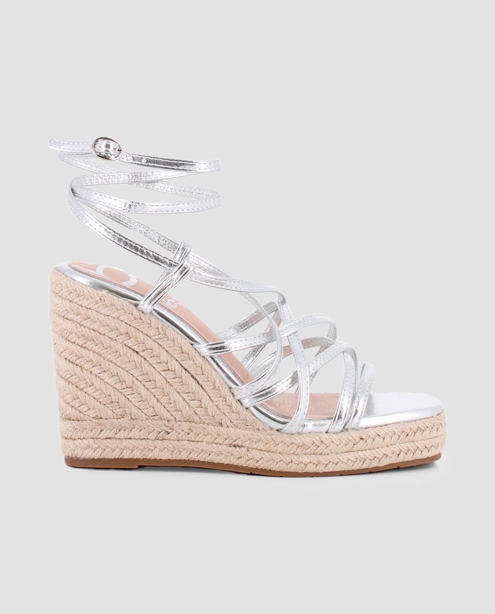 Blogger - Sandalias de cuña de mujer con pulsera al tobillo y cierre de hebilla.