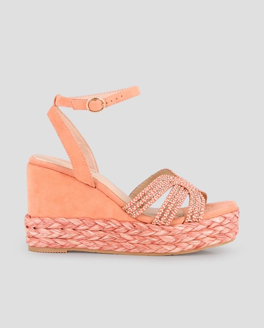 Imagen 0 de Sandalias de cuña de mujer asimétricas con pedrería