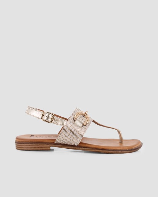 Imagen 0 de Sandalias planas de mujer de piel con textura