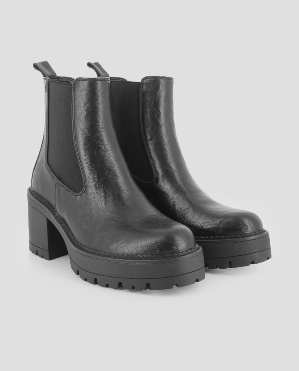 Botines de mujer Chelsea con tacón ancho - Blogger - Negro Negro-2