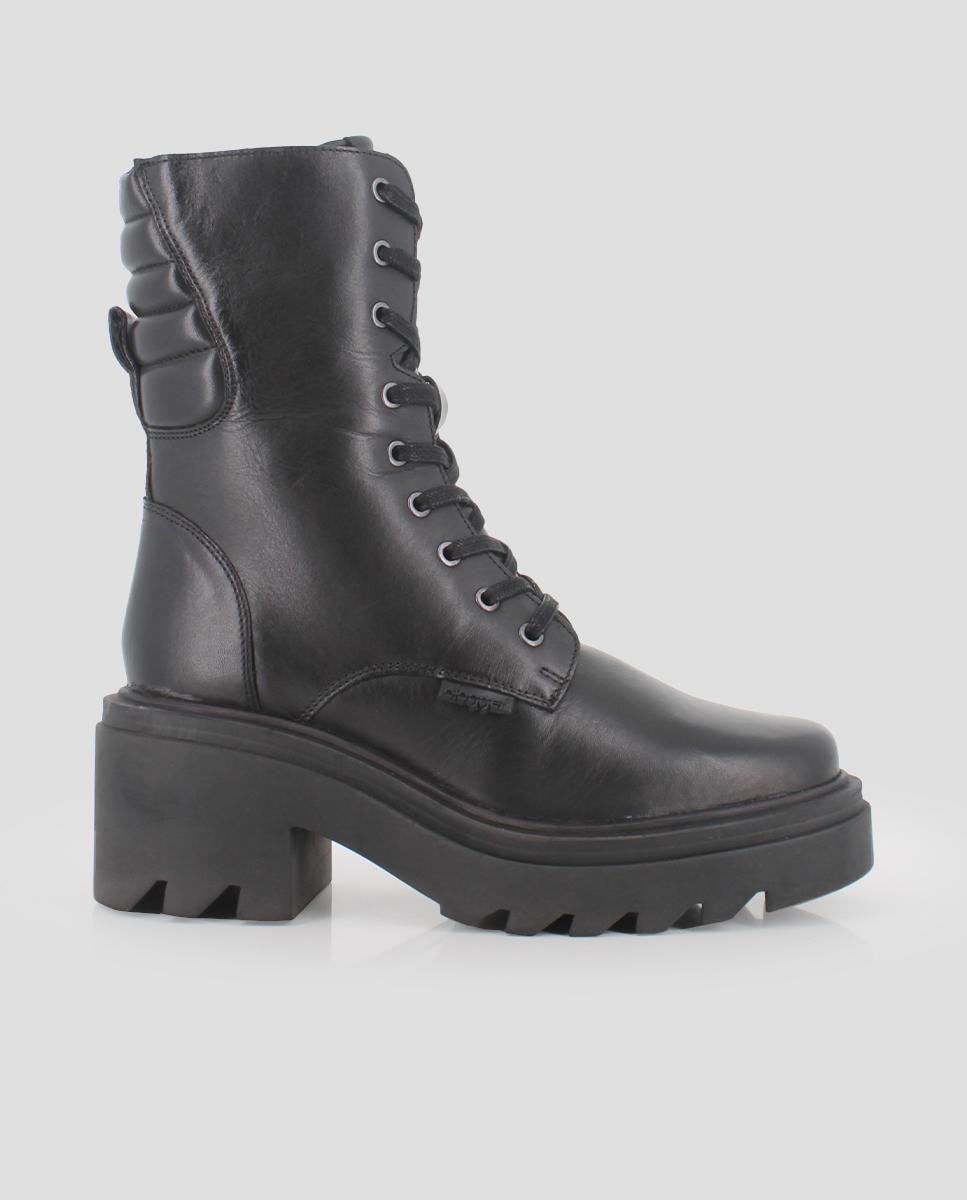 Blogger - Botines de mujer de piel con cremallera y cordones.