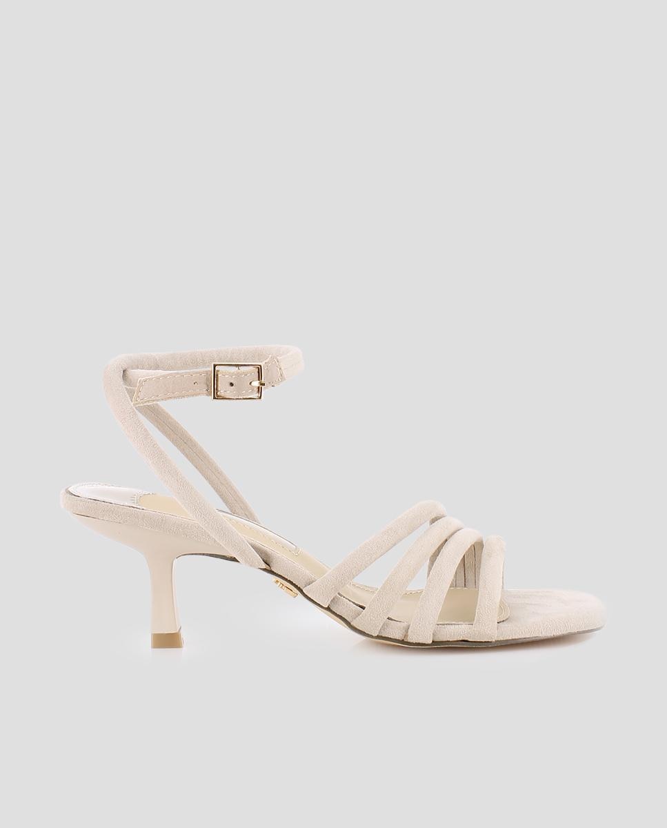 Blogger - Sandalias de tacón de mujer con tiras de efecto acolchado.