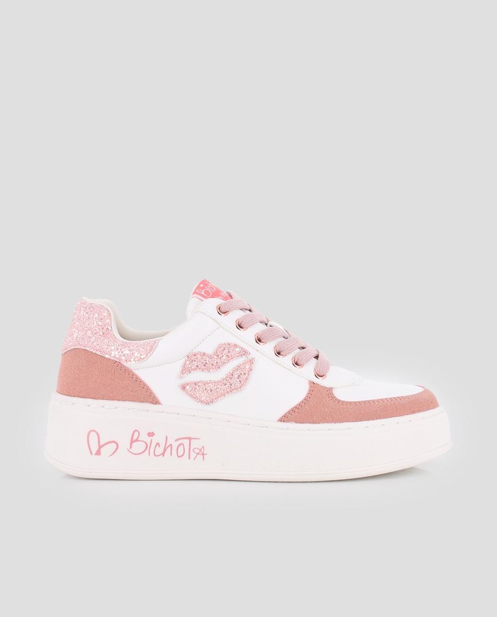 Blogger - Zapatillas deportivas de mujer con detalle de purpurina y beso decorativo.