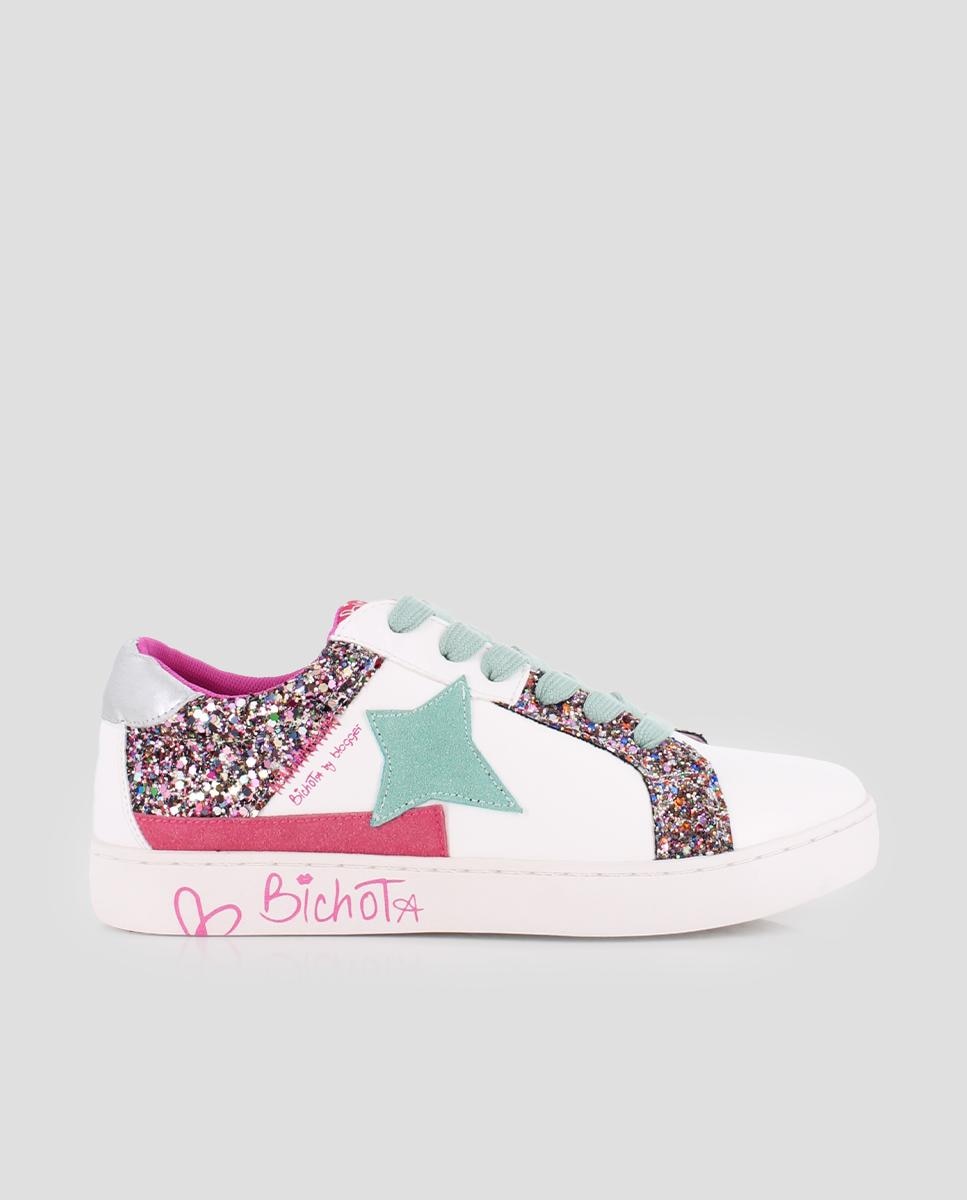 Blogger - Zapatillas deportivas de mujer con detalle de purpurina y estrella decorativa.