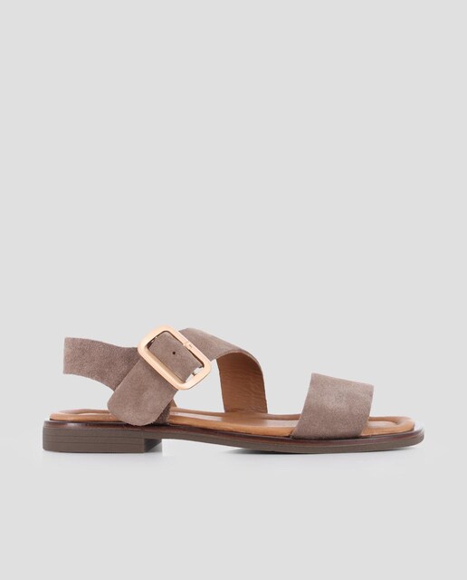 Imagen 0 de Sandalias planas de mujer de piel con diseño asimétrico