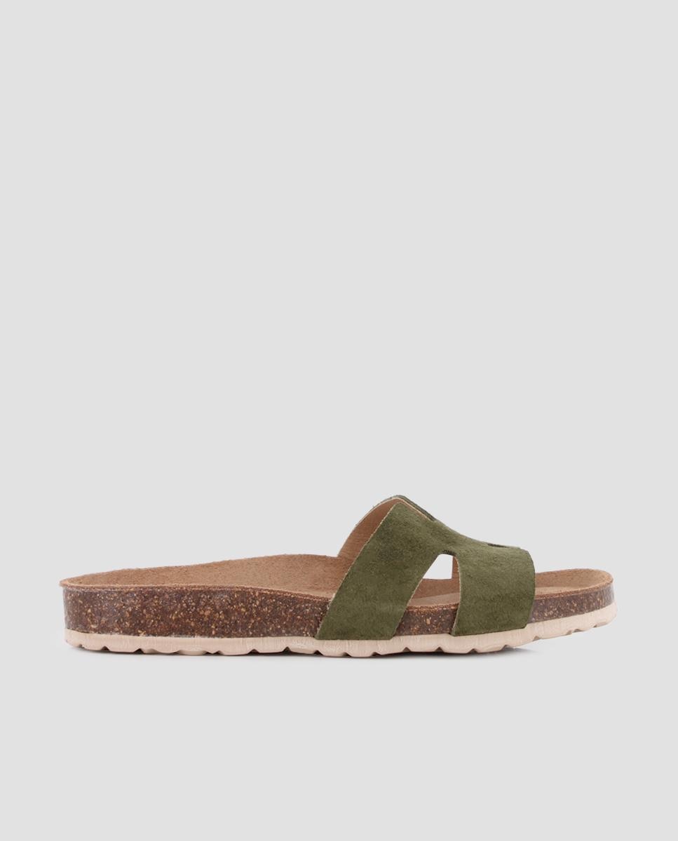 Blogger - Sandalias planas de mujer de piel con corte asimétrico.