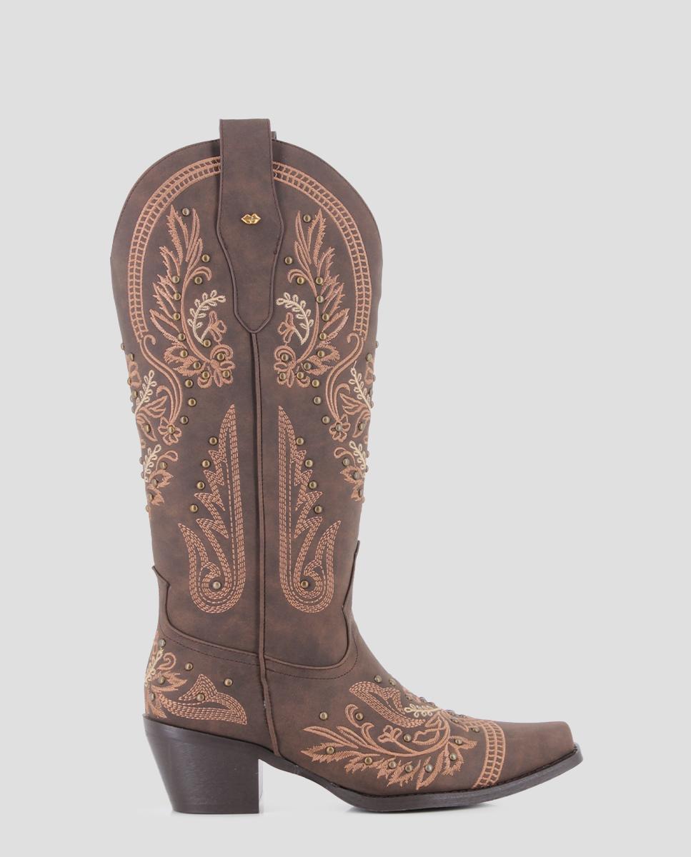 Blogger - Botas cowboy de mujer de caña alta con estampado bordado.