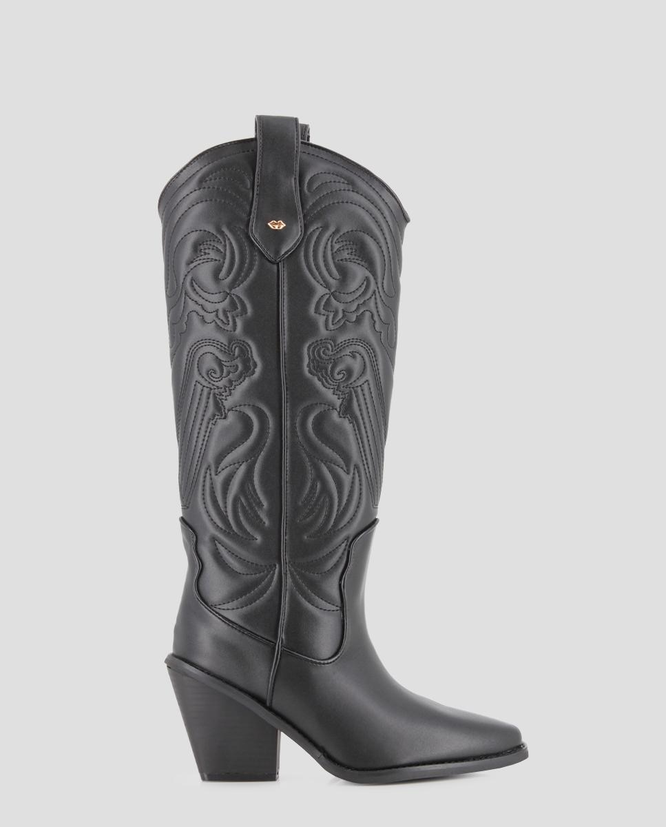 Blogger - Botas cowboy de mujer de caña alta con bordados y tacón alto.