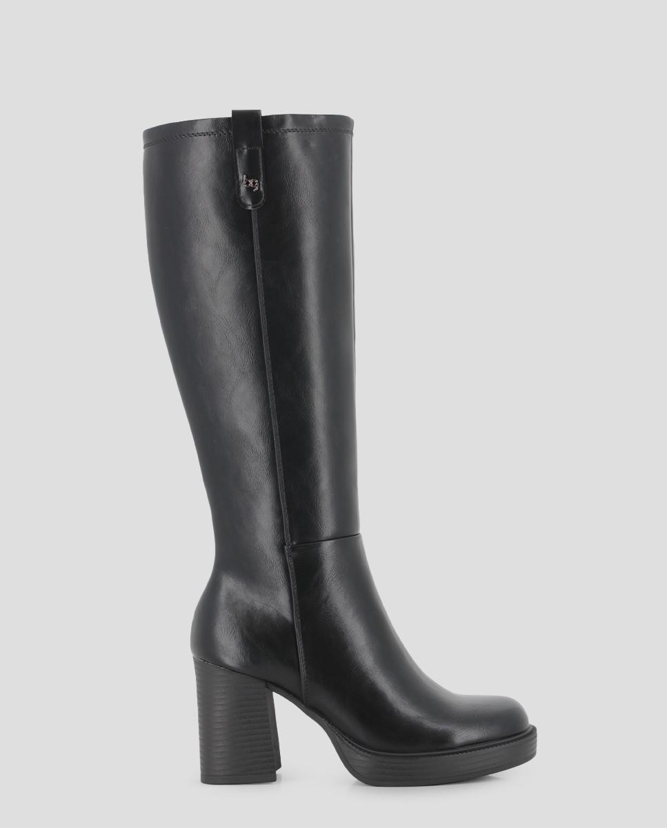 Blogger - Bota báscias de mujer de caña alta con tacón ancho y cremallera en el lateral.