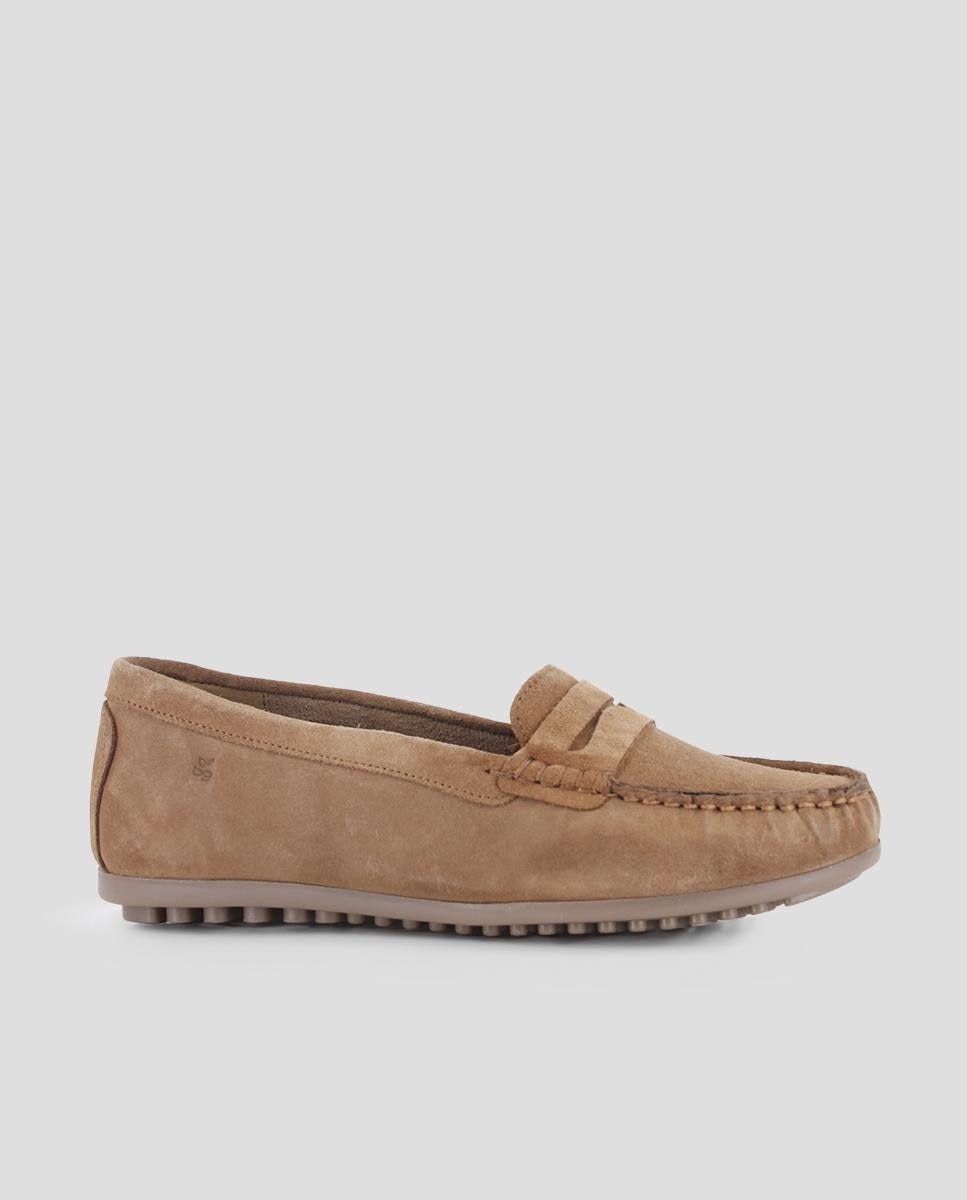 Mocasines de mujer planos de piel - Blogger - Marrón Marrón-1