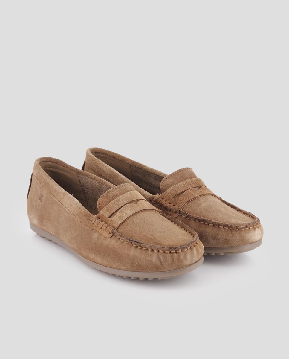 Mocasines de mujer planos de piel - Blogger - Marrón Marrón-3