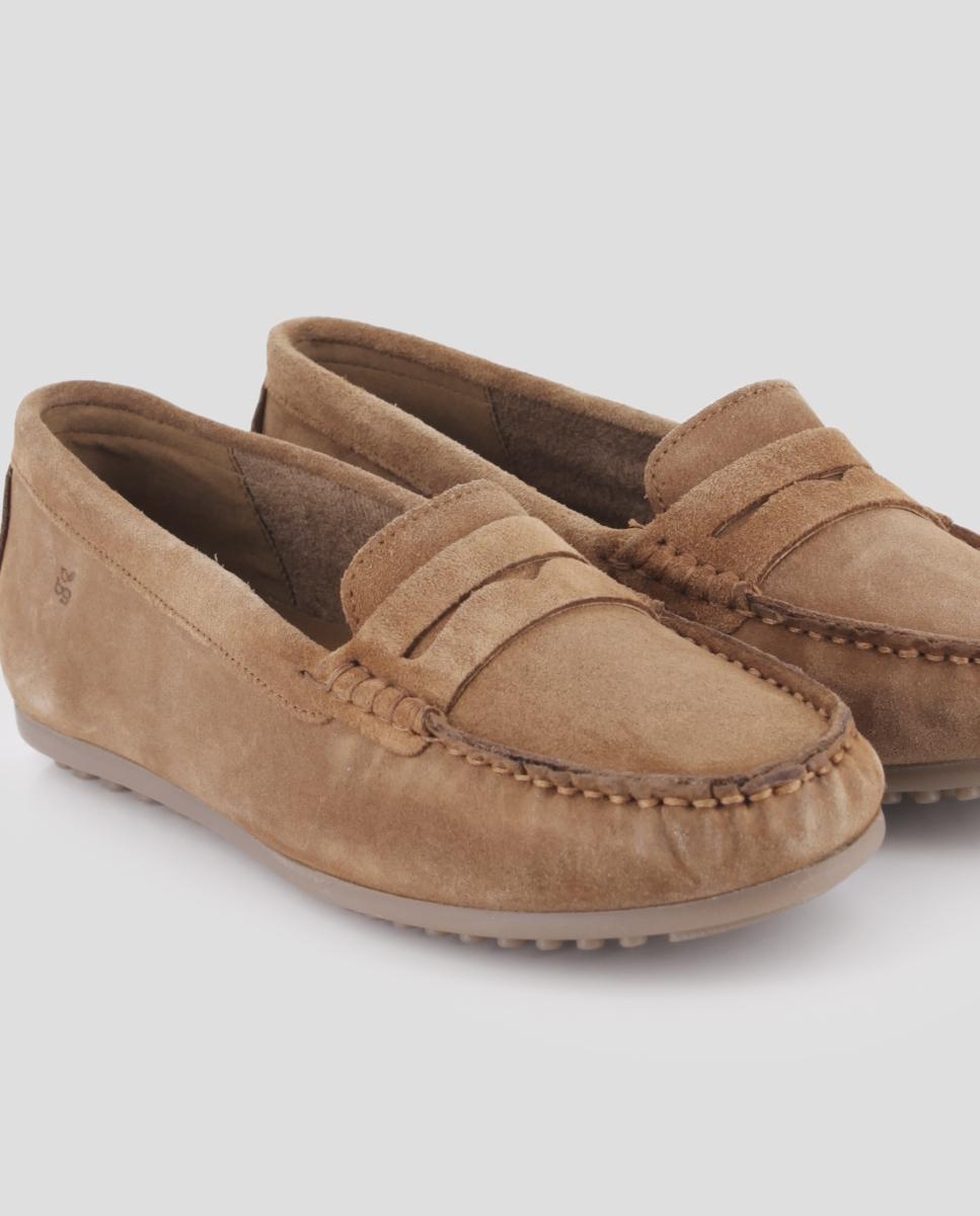 Mocasines de mujer planos de piel - Blogger - Marrón Marrón-4