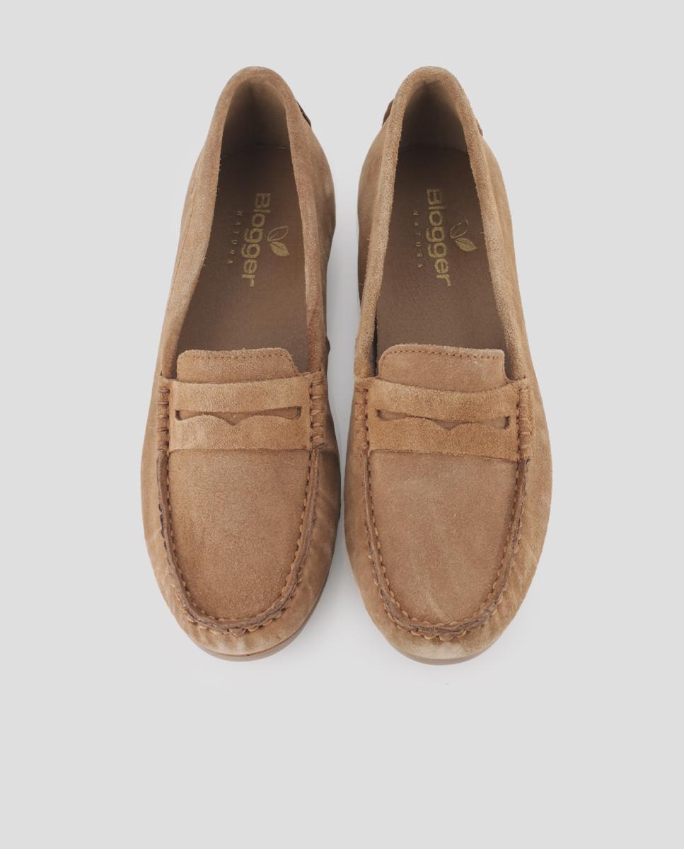 Mocasines de mujer planos de piel - Blogger - Marrón Marrón-5
