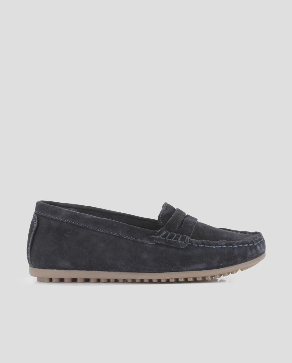 Mocasines de mujer planos de piel - Blogger - Azul marino Azul marino-1