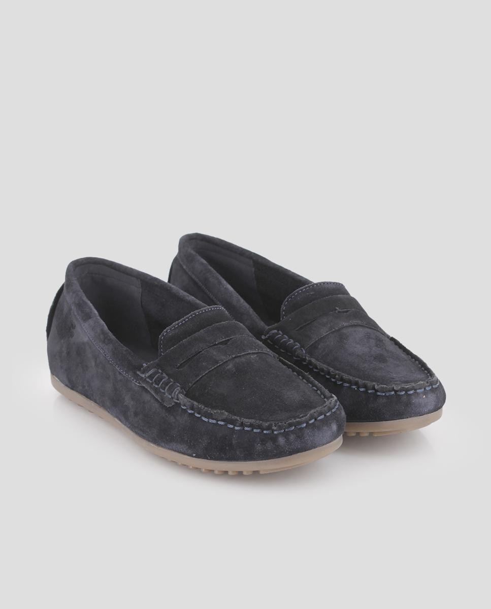Mocasines de mujer planos de piel - Blogger - Azul marino Azul marino-3