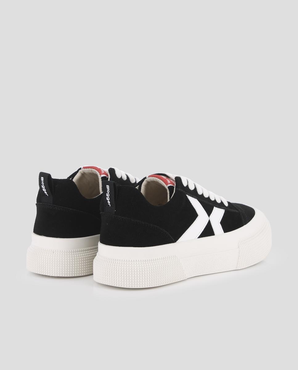 Imagen 2 de Zapatillas de plataforma de mujer de piel con cordones - Blogger - Negro Negro