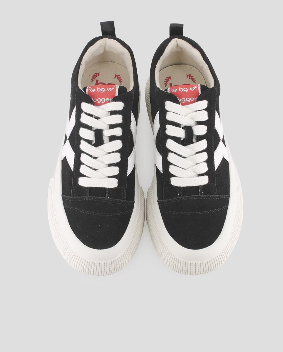 Imagen 5 de Zapatillas de plataforma de mujer de piel con cordones - Blogger - Negro Negro